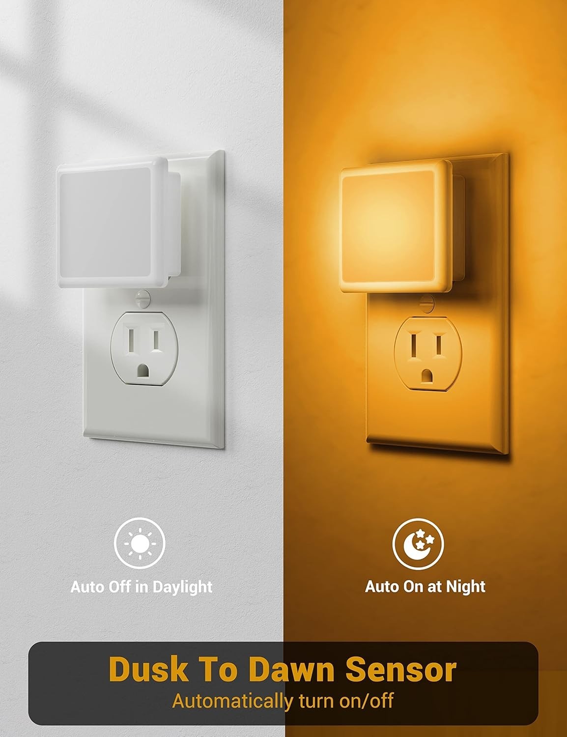 Amber Night Light[2 Pack], Night Lights Plug into Wall, LED Plug in Nightligh...