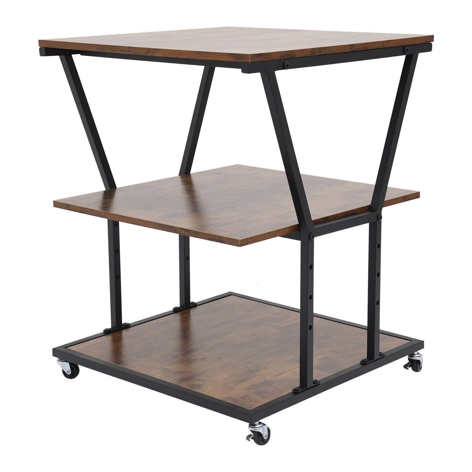 3-Tier Printer Stand with Adjustable Shelves & Wheels for Home/Office