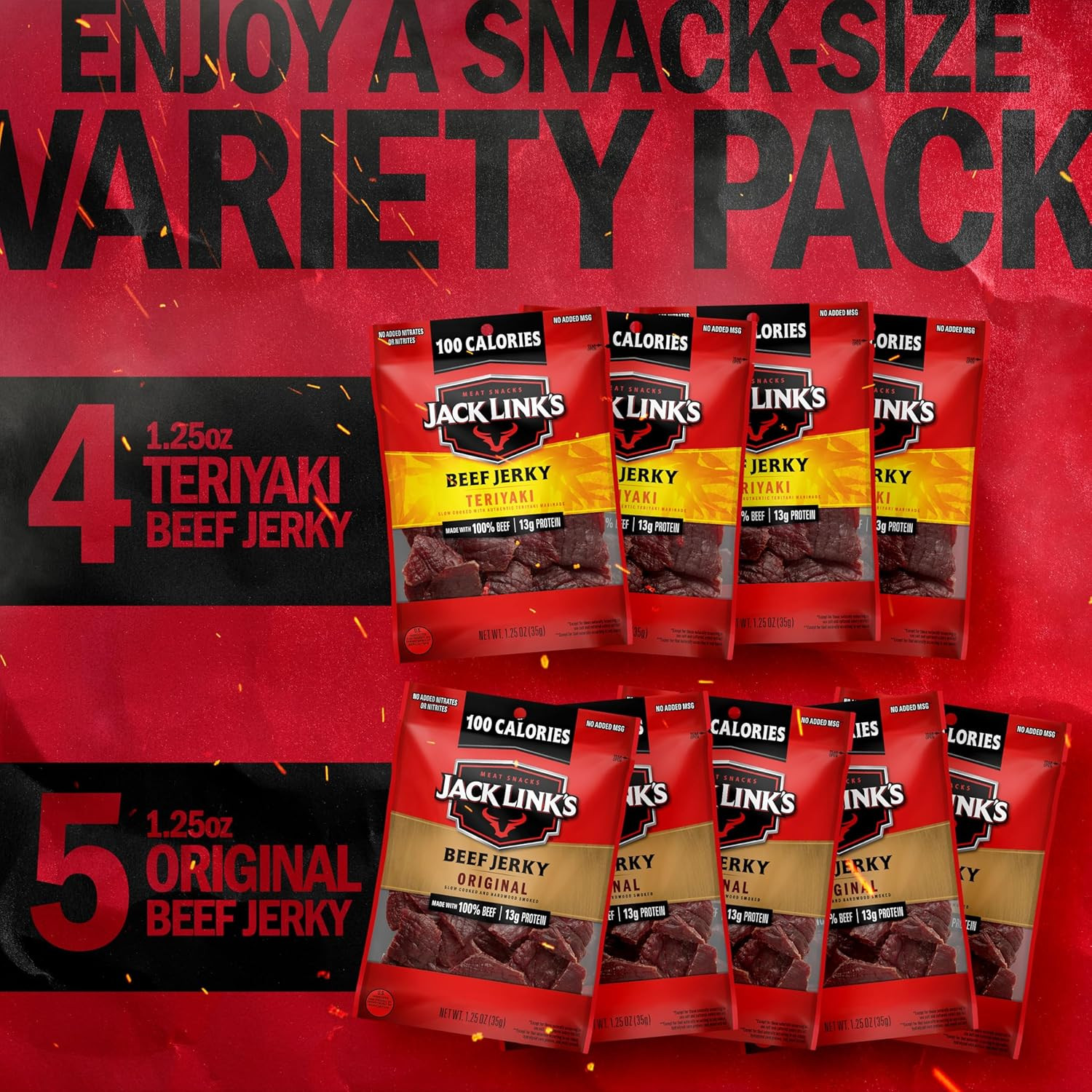 Beef Jerky Variety Pack - Includes Original and Teriyaki Jerky, Bulk Protein Sna