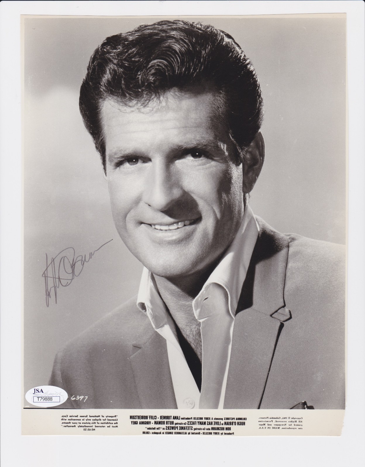 HUGH O'BRIAN SIGNED 8X10 AUTOGRAPH PHOTO LOVE HAS MANY FACES AUTO JSA CERT