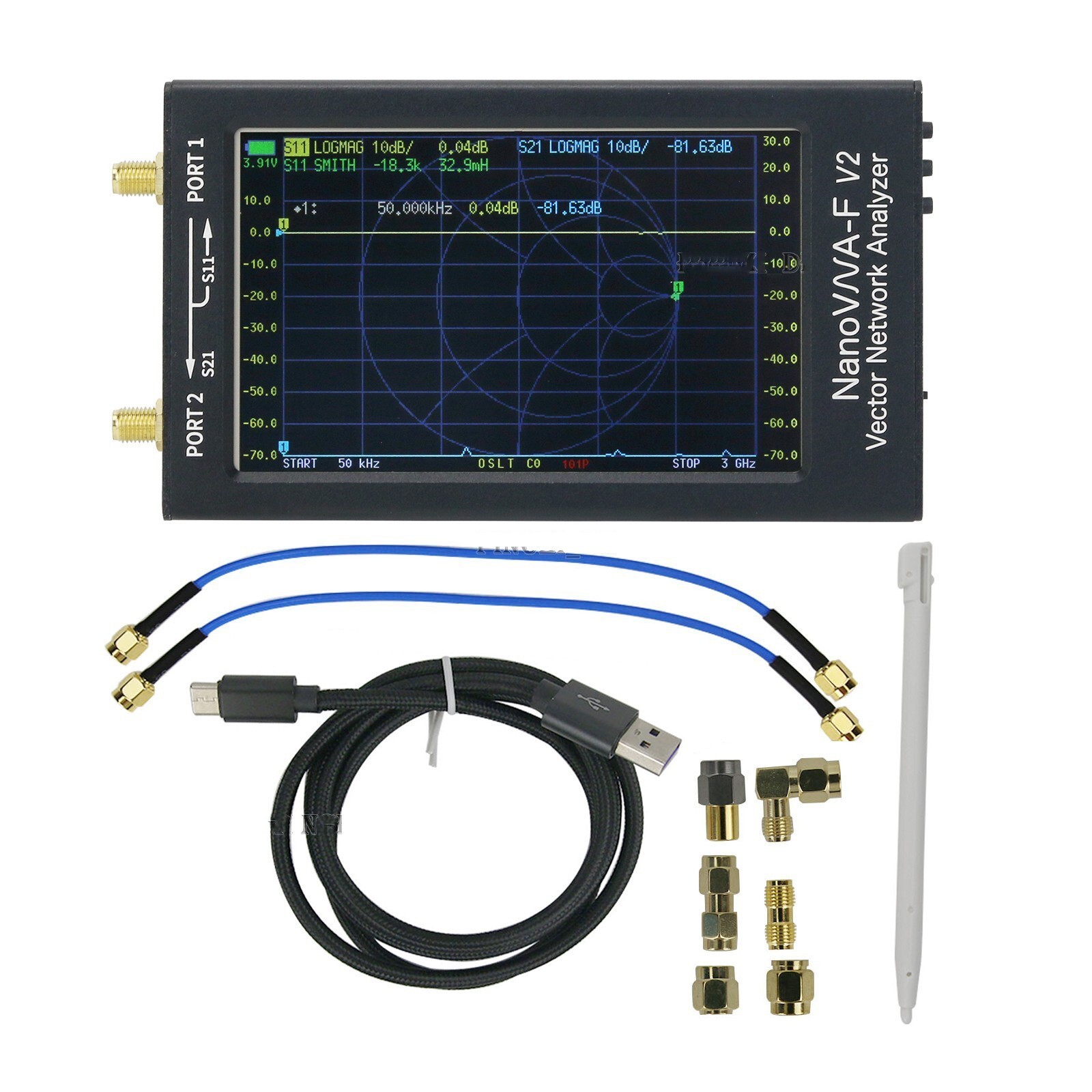 NANOVNA-F V2 3GHz Vector Network Analyzer Antenna Analyzer 4.3" IPS LCD Display
