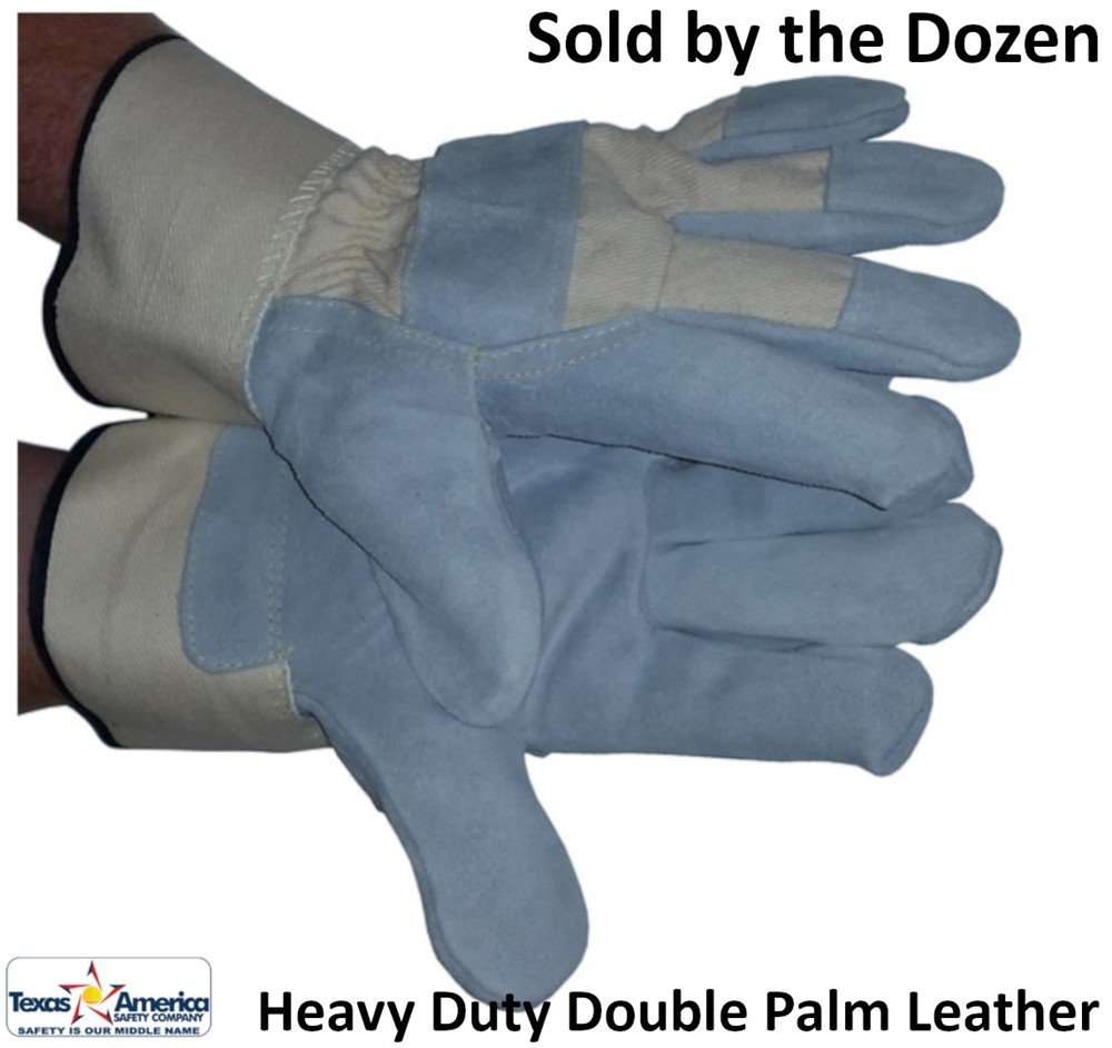 Heavy Duty Double Palm Leather Glove with Kevlar Stitching (Sold by Dozen)