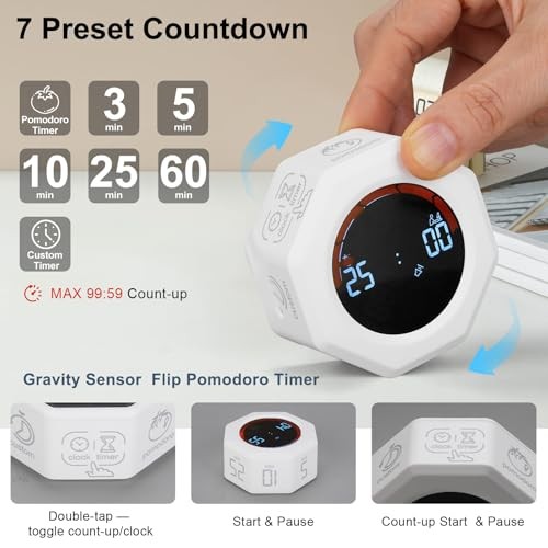 Visual Timer for Classroom — Pomodoro Timer with Auto Cycle, Presets & White