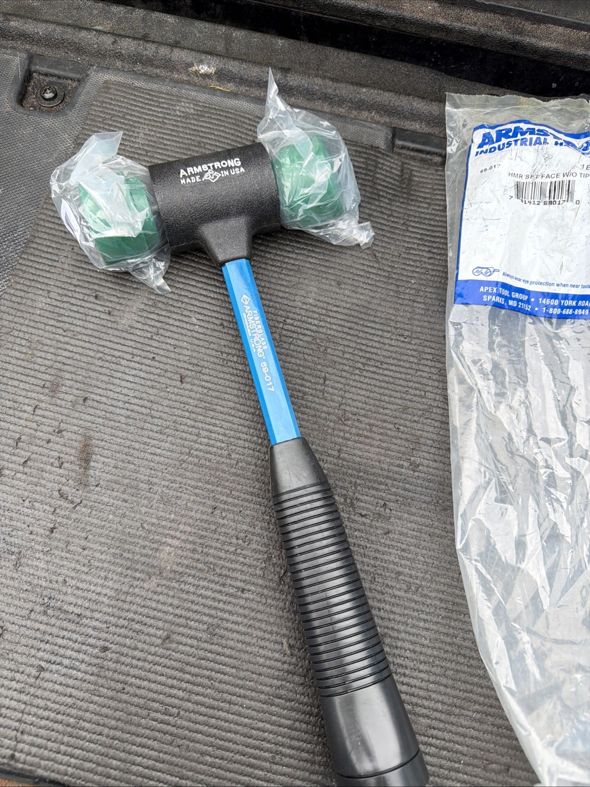 Armstrong Industrial Tools USA Nos Fiberglass Rubber Tip Hammer 69-017 W/Tips 14