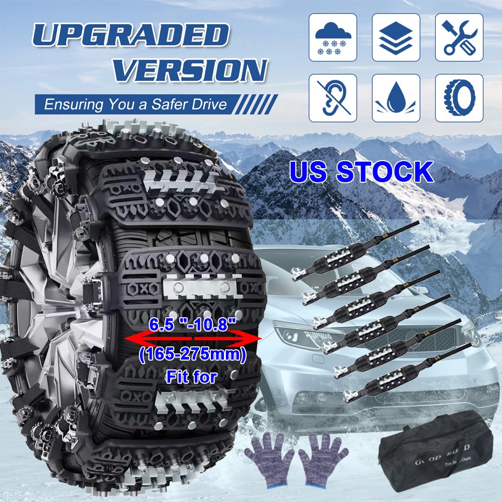 6x Car Snow Tire Chains For Car Truck Anti-Slip Chain Emergency Winter Universal