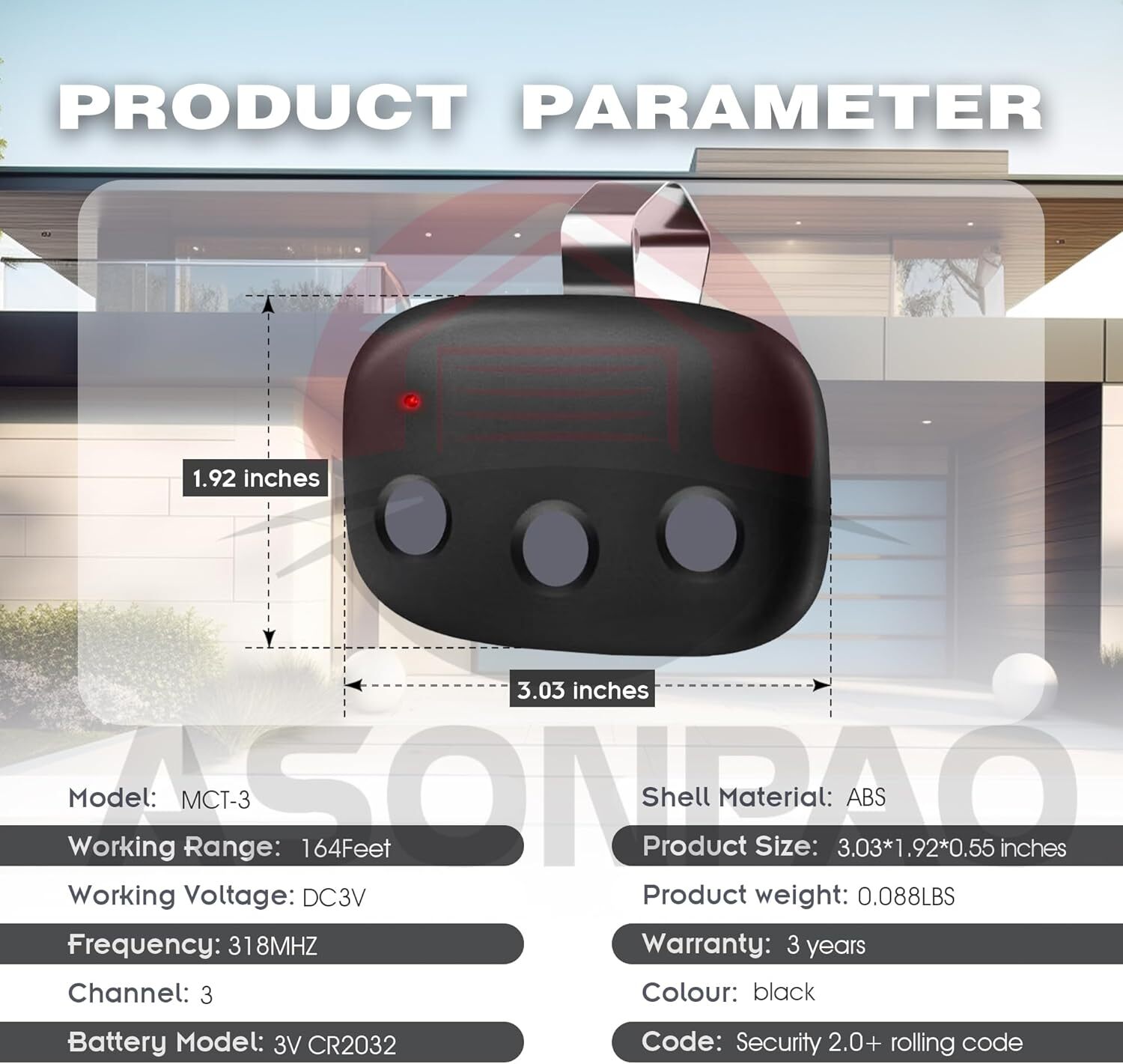 2x Garage Door Remote for Linear Megacode MCT-3 DNT00089 LD033 LD050 (3 Button)