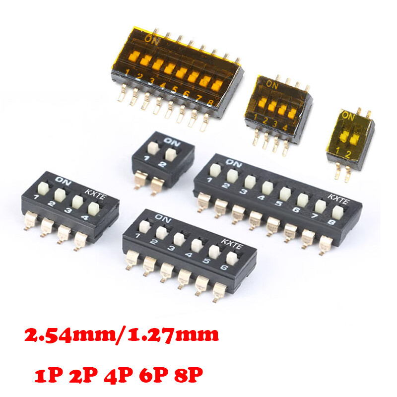 DIP Switch - 2.54/1.27mm Pitch - Gold Plated Pin 1/2/4/6/8 Position PCB mounting