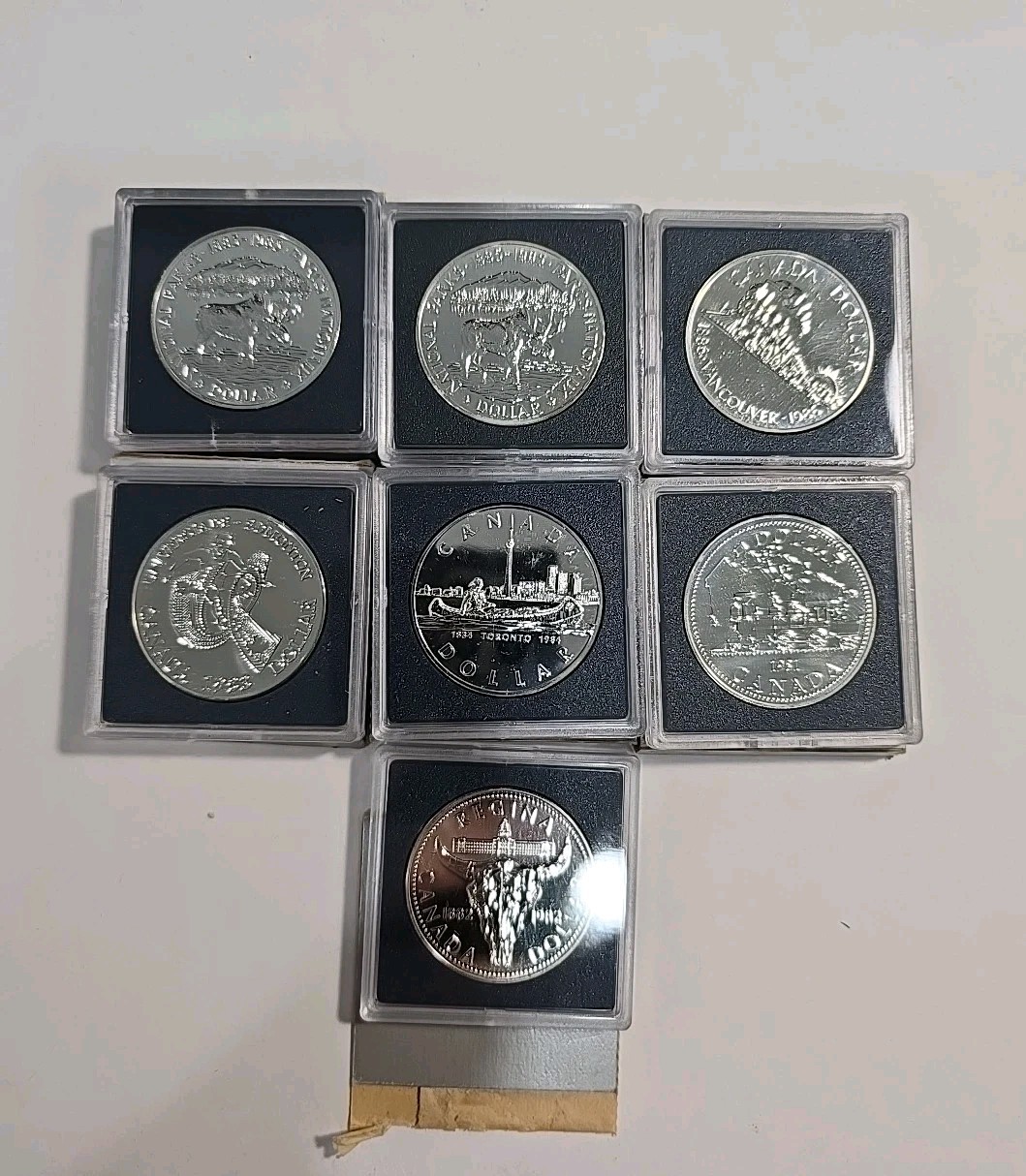 1980's Canada Proof Silver Dollars .500 Silver Lot Of 7
