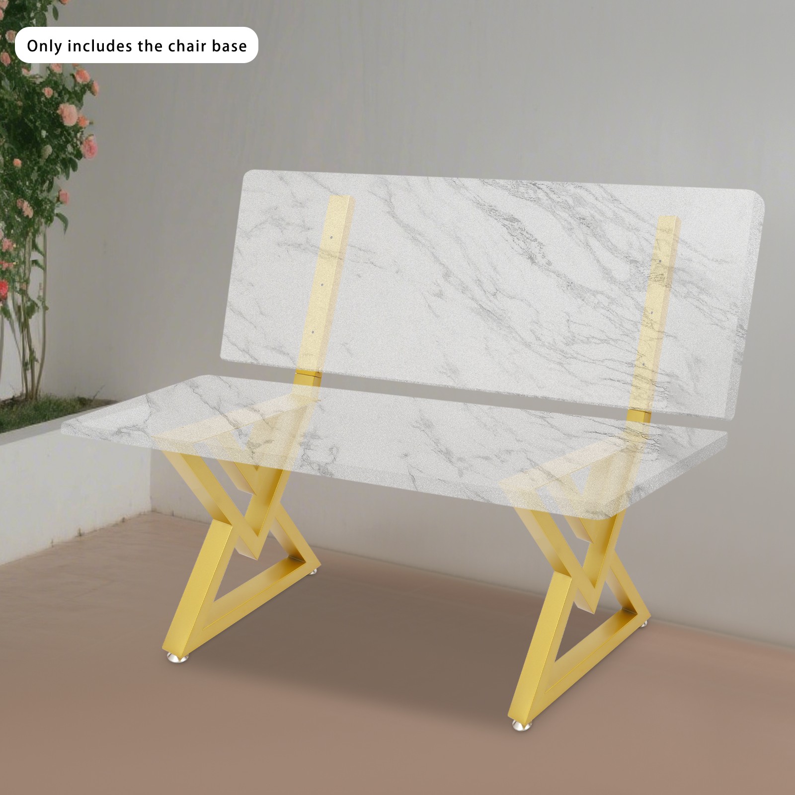 Bench Legs 16 Inch Triangle Metal Chair Base Legs with Backrest Bracket Set of 2