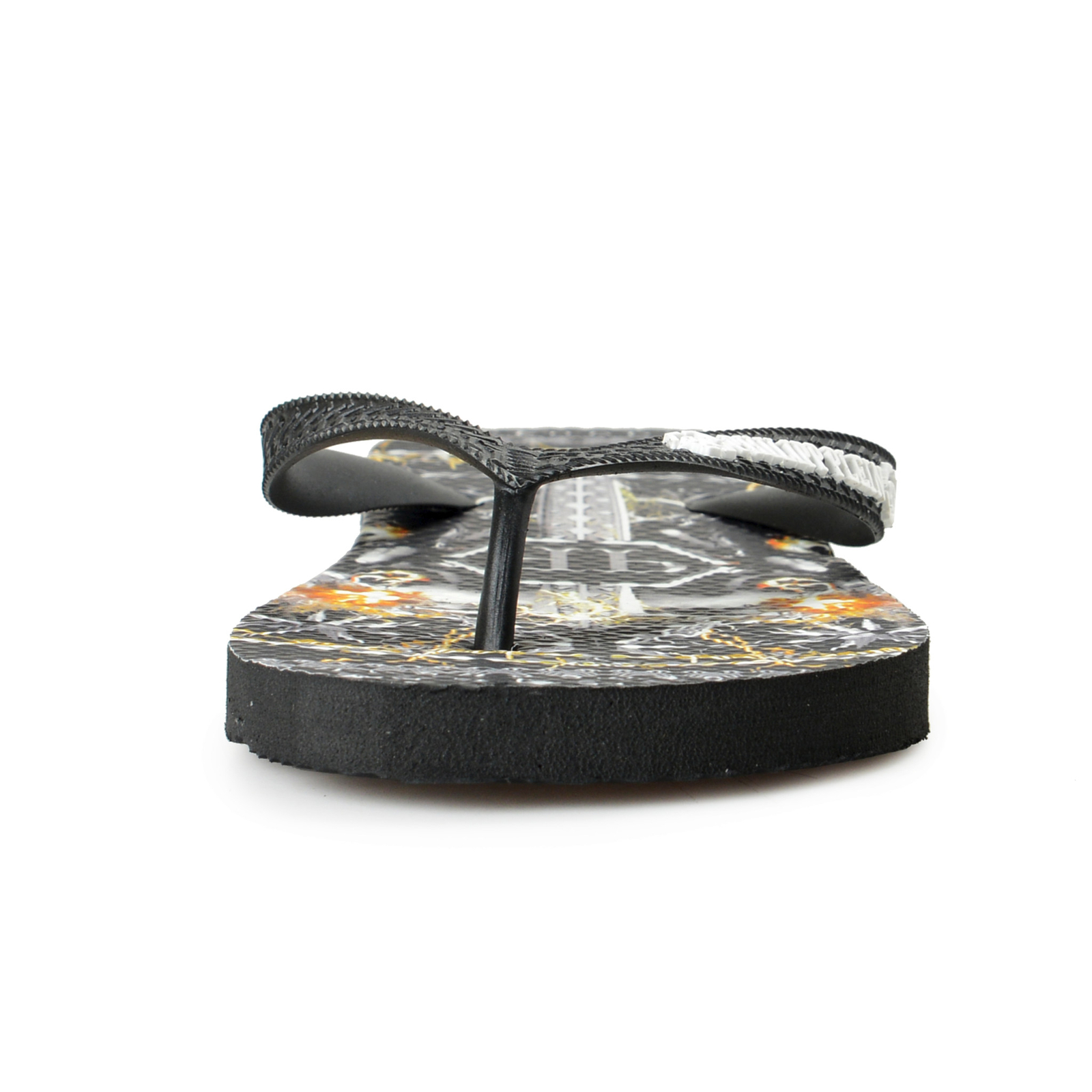 Philipp Plein Black/Multi Rubber Logo Print Flip Flops Shoes