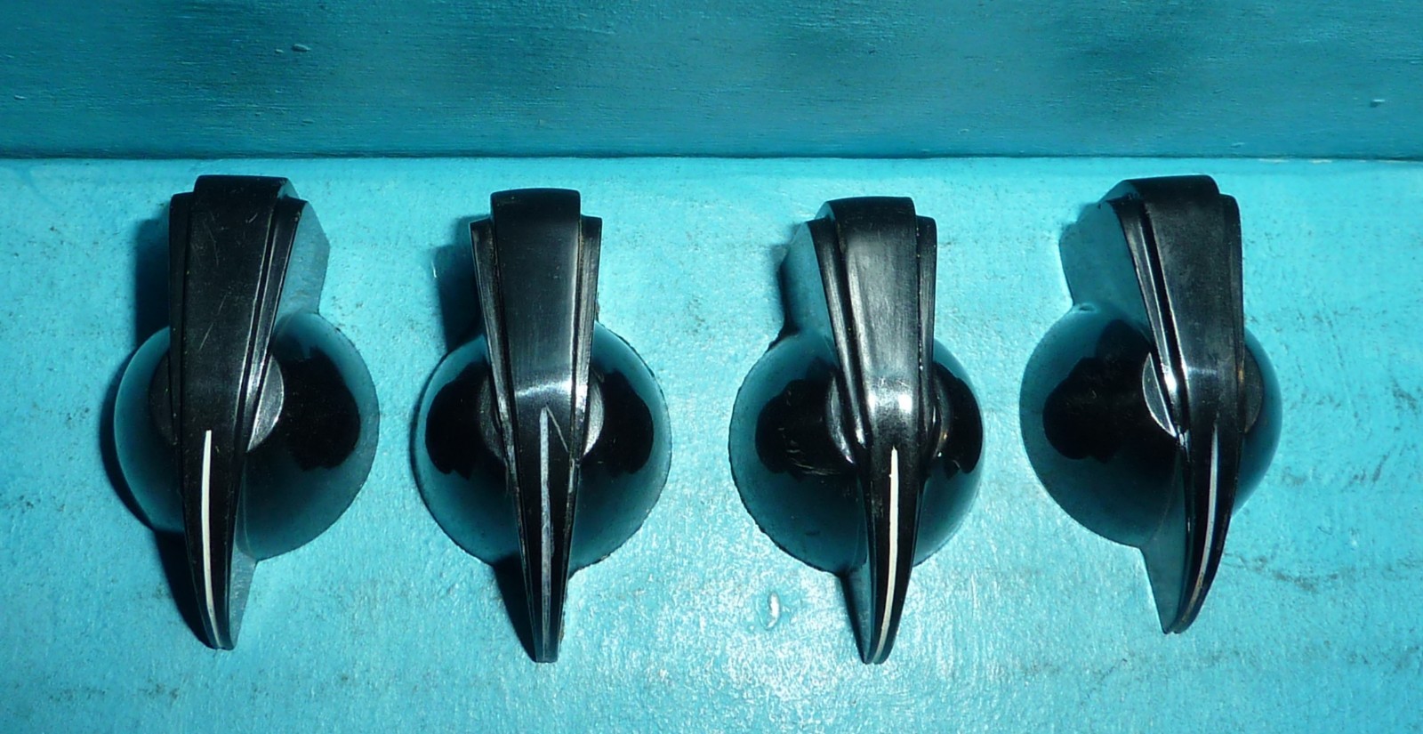4 Kurz Kasch Black Chicken Head Knobs Flat Back 1/4in Shaft