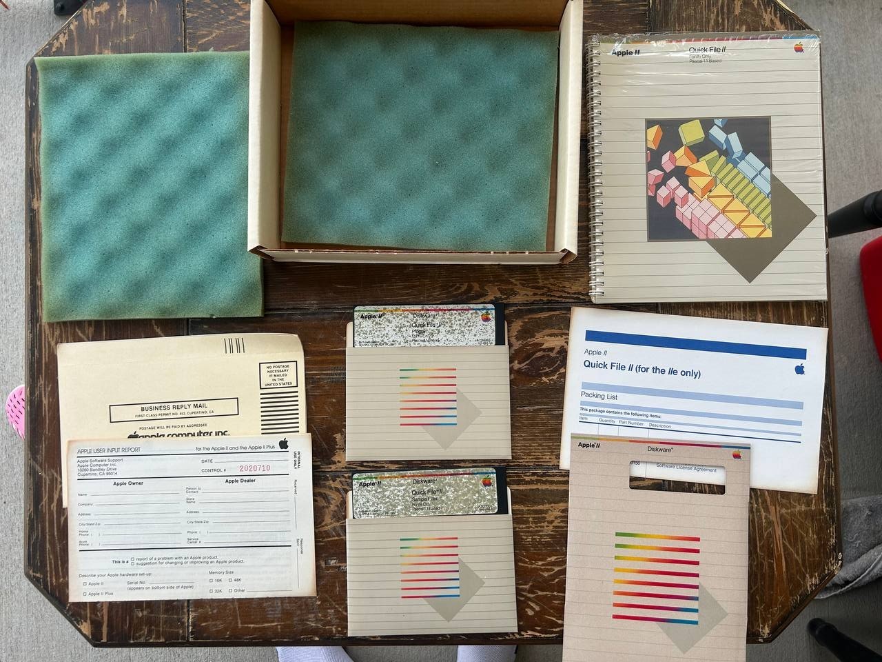 Apple II Quick File II Software with Disks. Manuals. Box. 1982 year