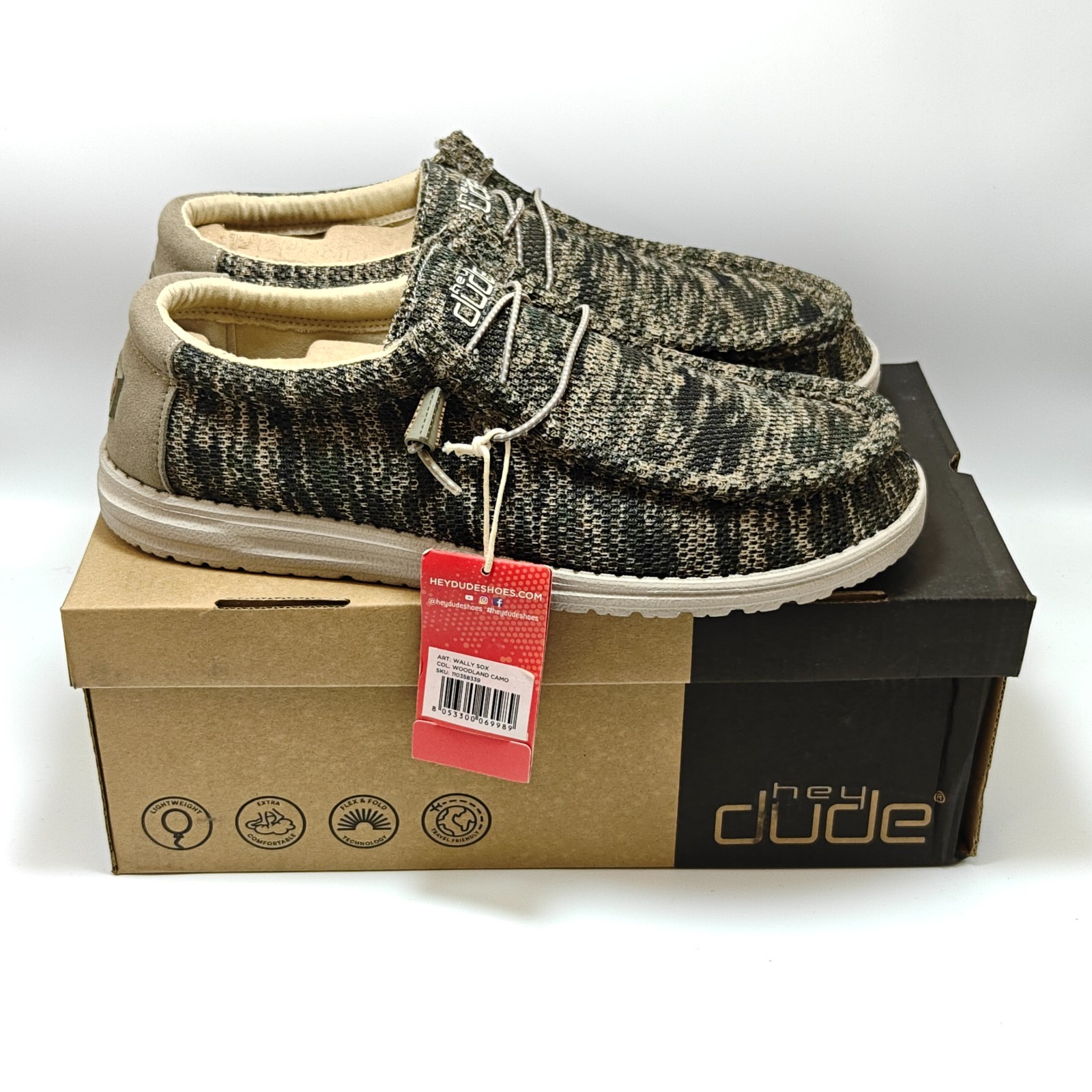 Hey Dude Wally Sox Mens Shoes Woodland Camo Green Size 10/12/14/15 Slip-On