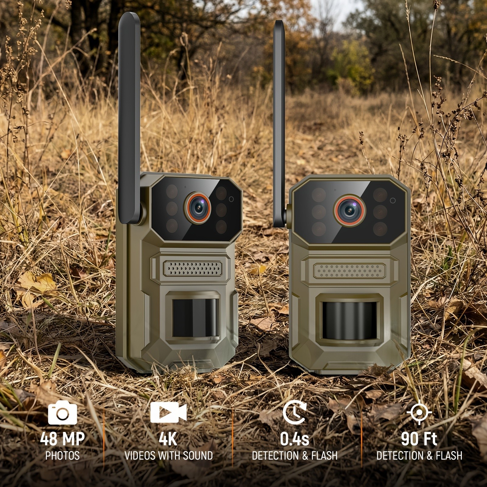Hunting Trail Camera Solar 4G 5G Cellular 2K QHD 30MPSecurity Cam System