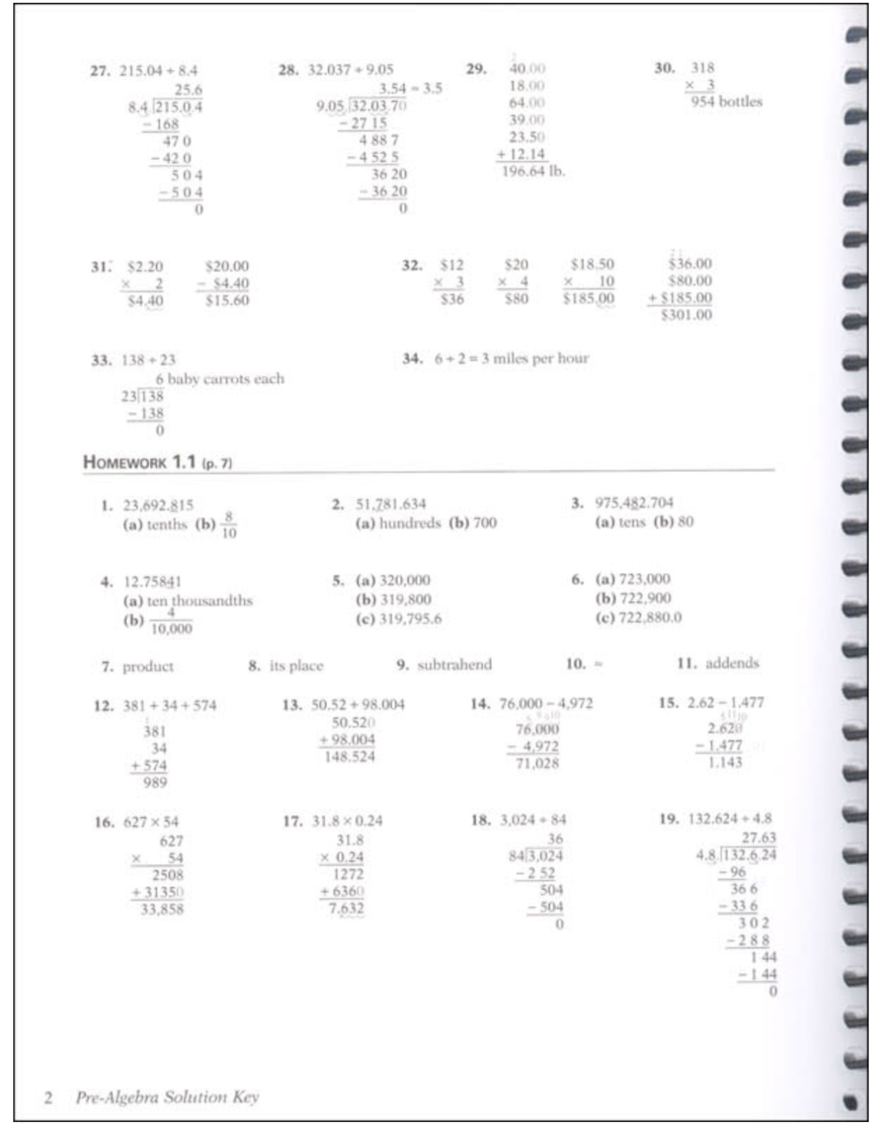 NEW Abeka PRE-ALGEBRA SOLUTION KEY 319201 8th Grade Math Junior or High School