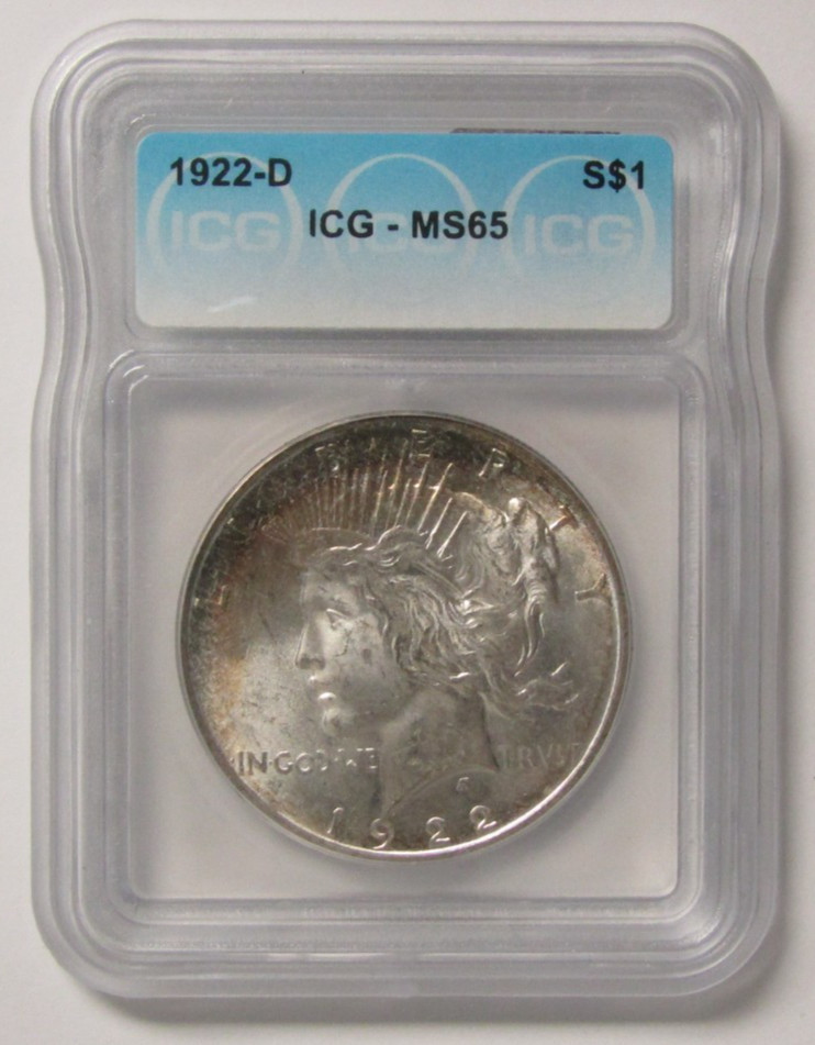 1922 D Peace Dollar ICG MS65