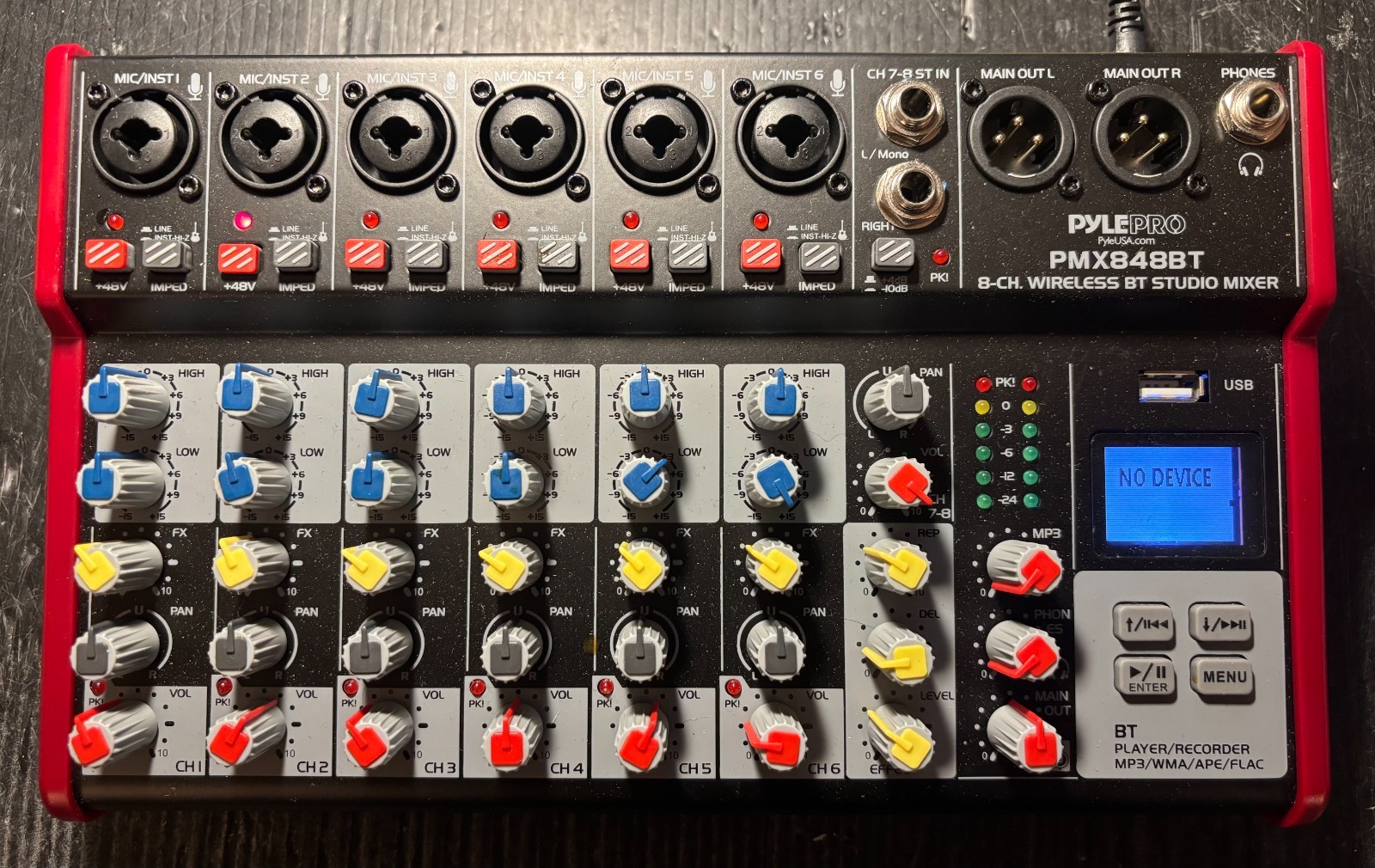 Pyle Professional 8-Channel Mixer +48V phantom power + Wireless