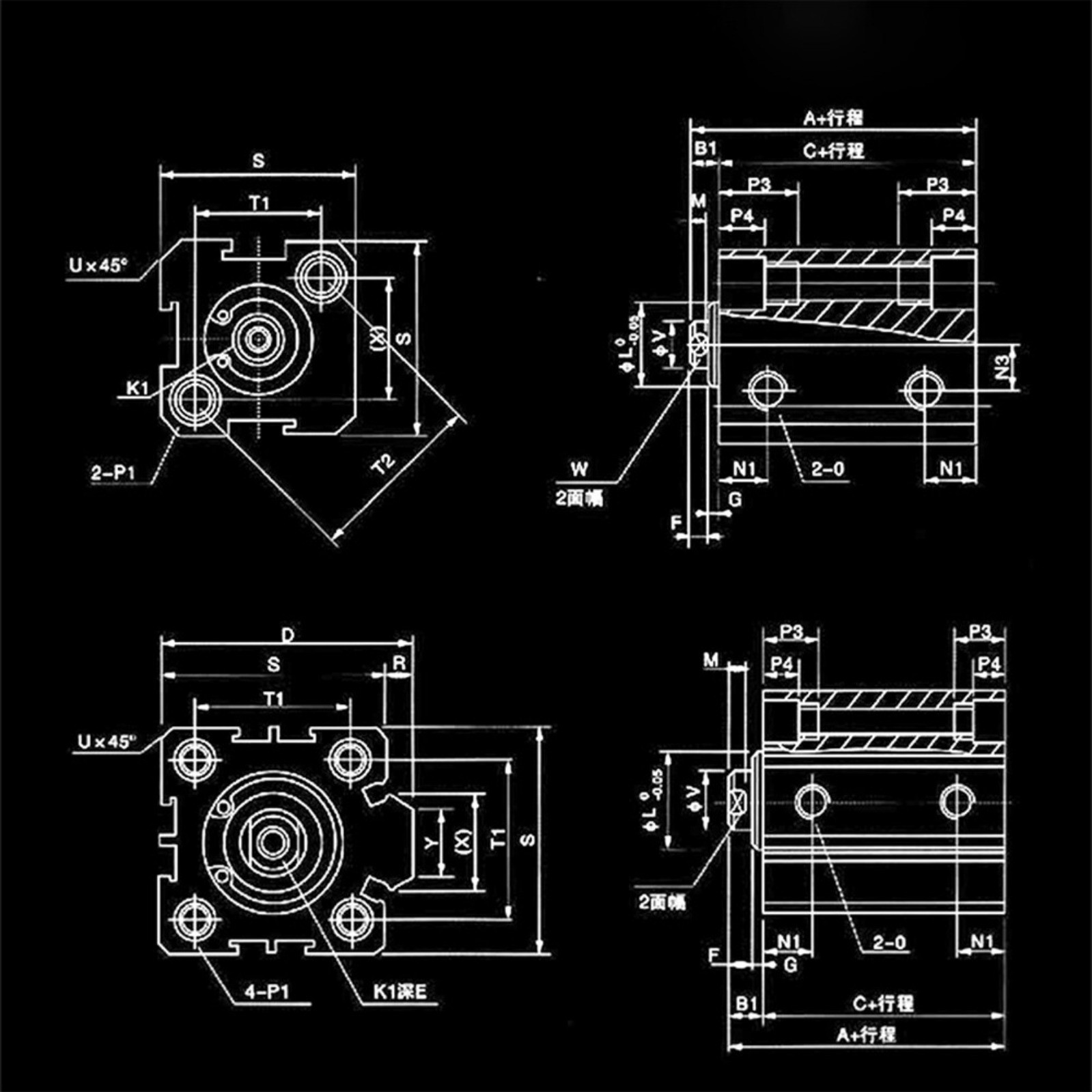 SDA63X5-X100 SDA63 Double Acting Without Magnet Pneumatic Small Thin Cylinder