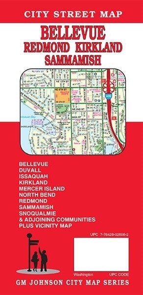 City Street Map of Bellevue, Redmond, Kirkland, Sammamish, WA, by GMJ (2026)