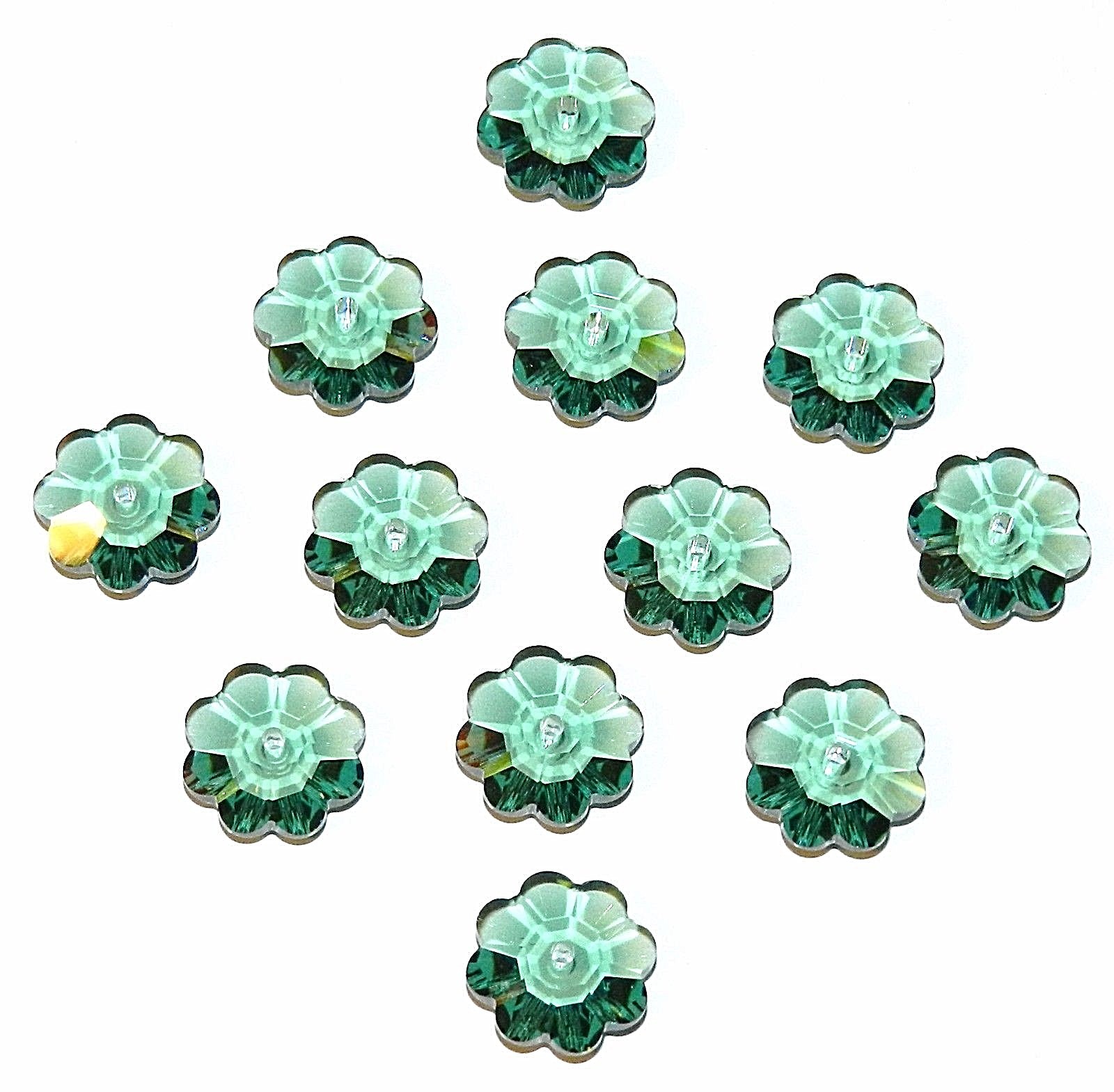 SCM331 Erinite Green 10mm Marguerite Flower Swarovski Crystal Beads 12pc