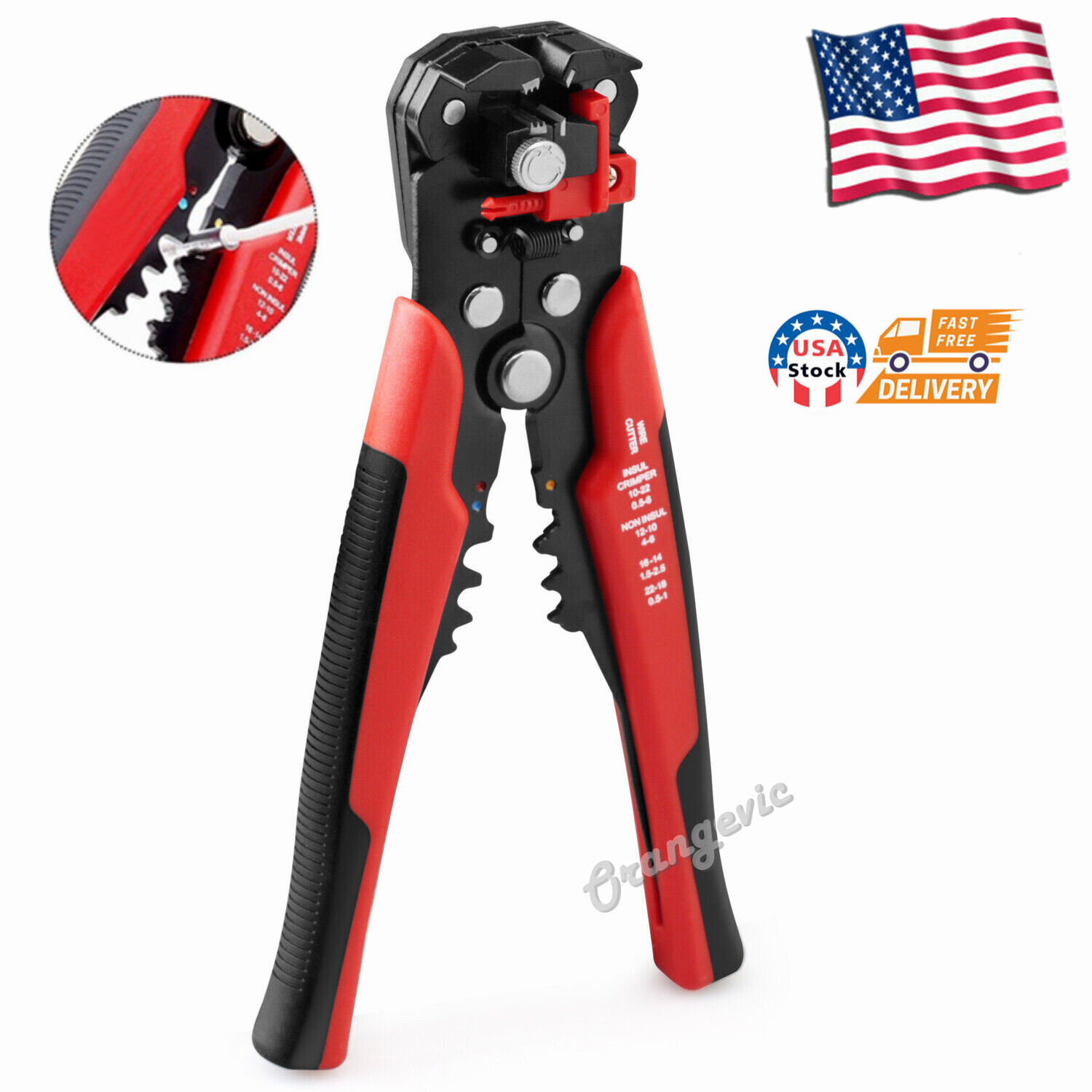 Self Adjusting Wire Stripper Cutter Crimper Cable Insulation Stripping Tools 8"