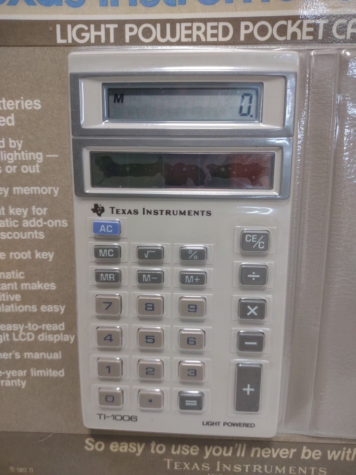 Texas Instruments TI-1006 Light Powered Pocket Calculator Sealed Package 1982