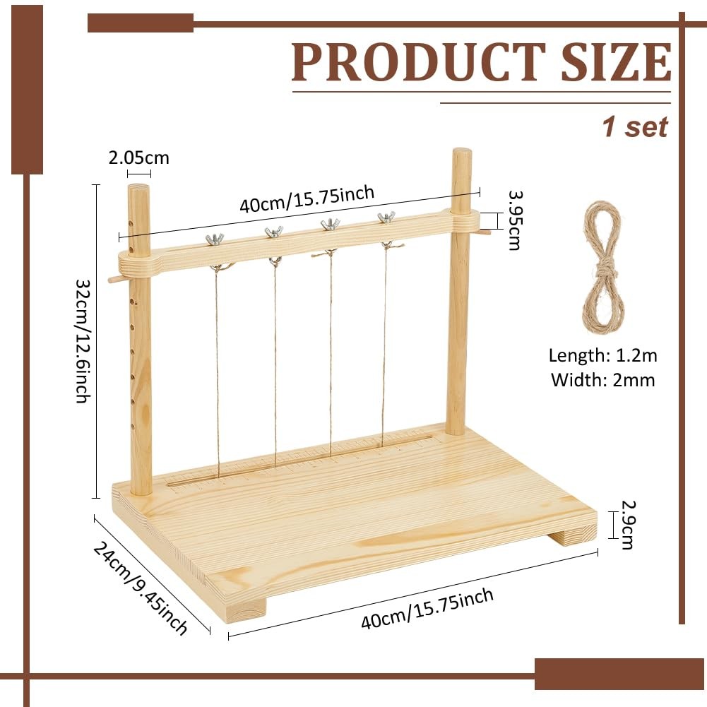 15.7X9.4Inch Bookbinding Sewing Frame Set, Hand DIY Binding Tools with Hemp Rop