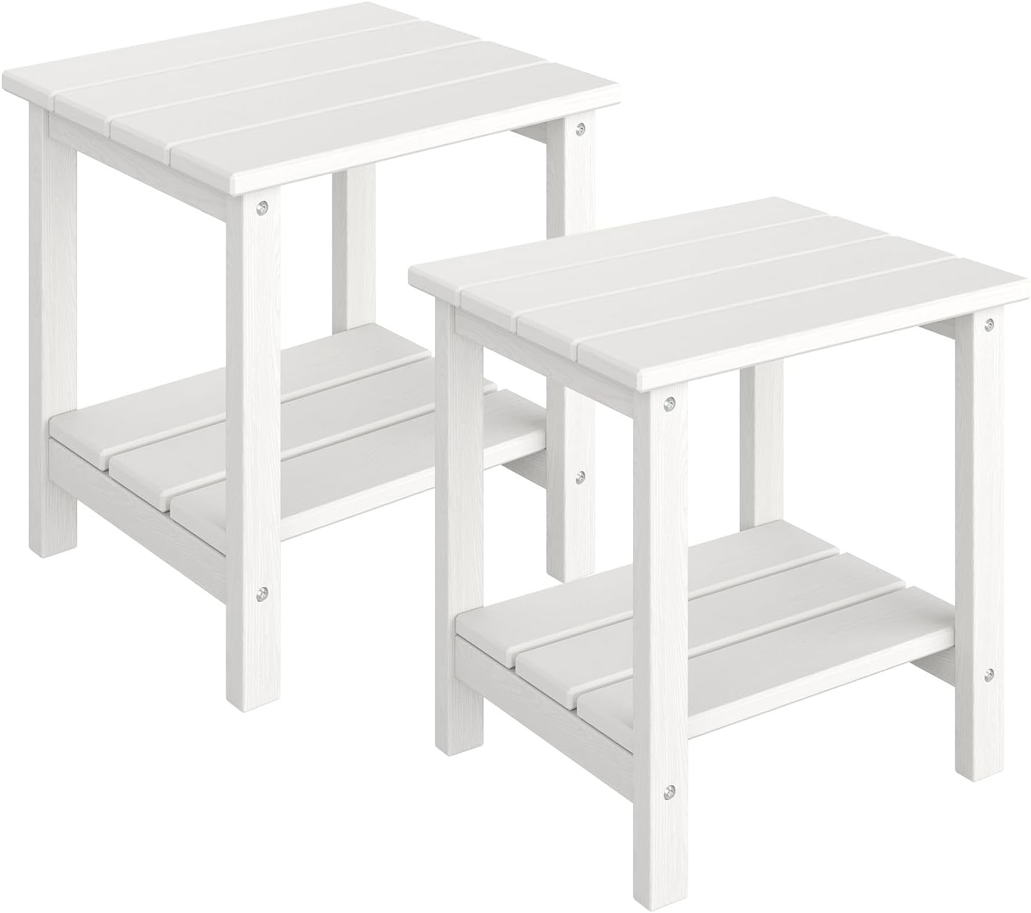Outdoor Adirondack Side Table 17x15 In HDPE 2 Tier Patio End Table Weatherproof