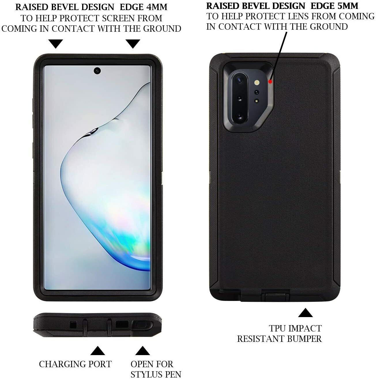 Rugged Defender Case for Galaxy Note 10+Plus (ONLY) With Belt Clip