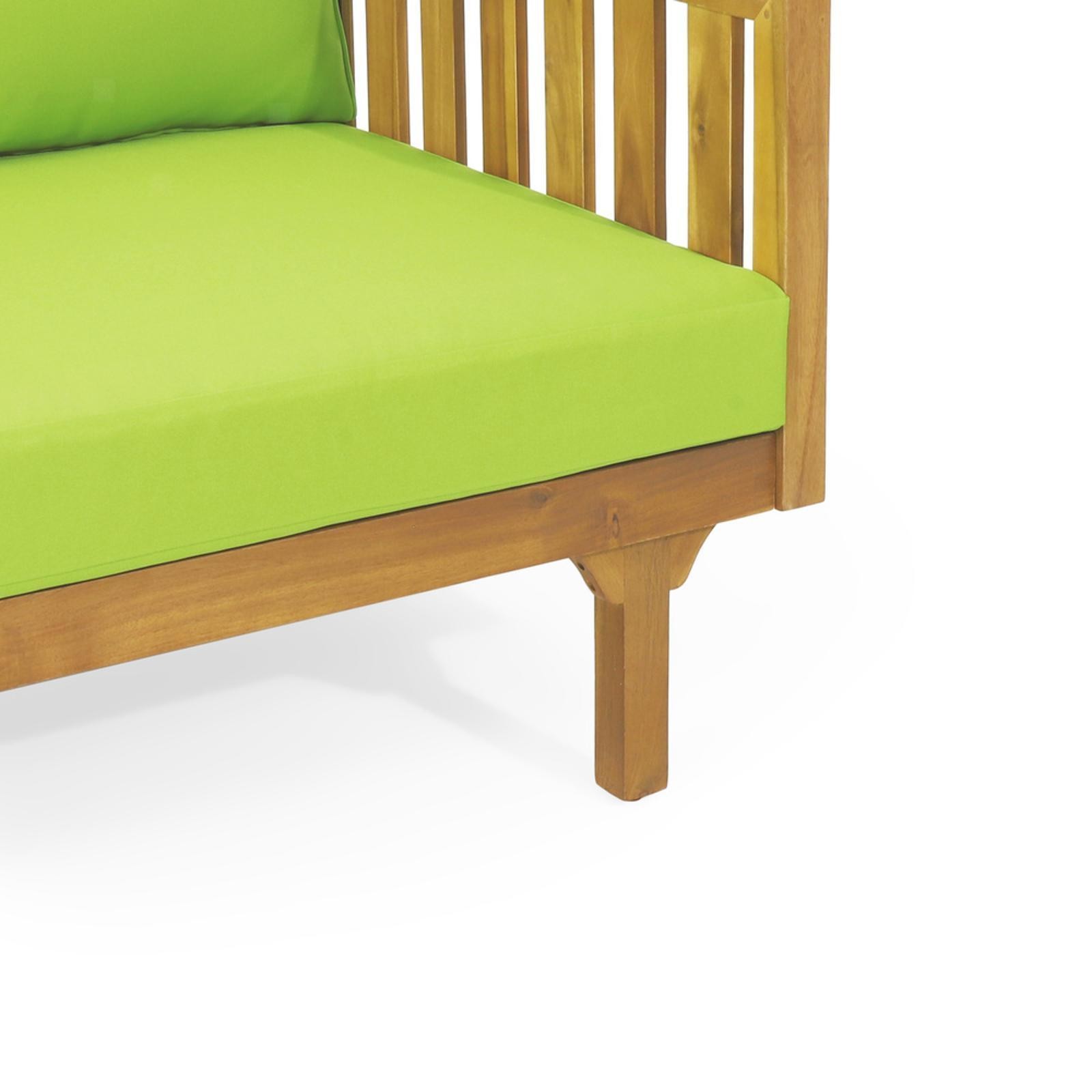 3-Seater with Acacia Wood Frame, Slat Paneling & Water-Resistant Cushions for