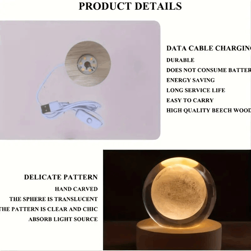 3D Color-Changing Outer Space Solar System Crystal Ball Small Night Light