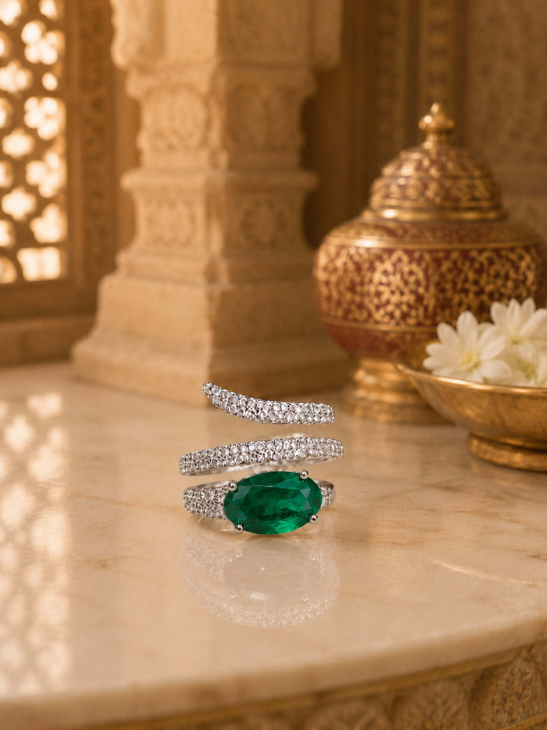 IGL Certified 2.80 Ct Natural Emerald & Diamond Wedding Gift Ring 14K White Gold