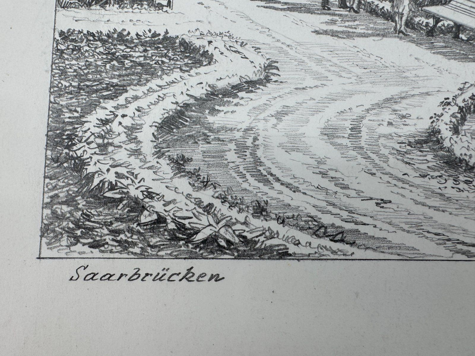 * HEINZ WEHLISCH DRAWING SAARBRÜCKEN VIEW SIGNED