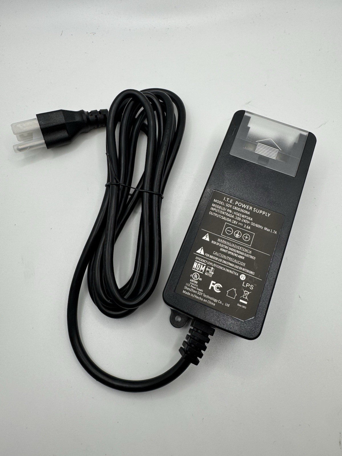 DSC PowerSeries Pro I.T.E. Power Supply Adaptor 18V 3.6A HS65WPSNA SOY-1800360NA
