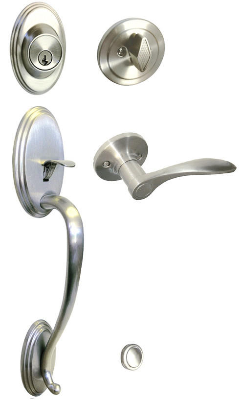 Satin Nickel Front Door Handleset For Entrance Door 836 Left Handed lever