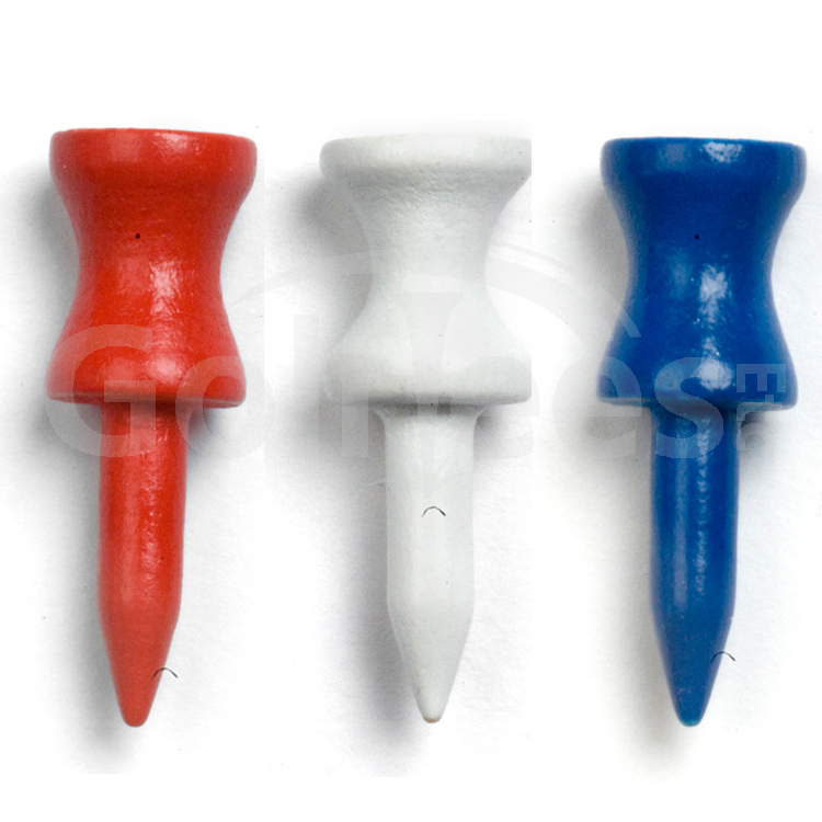 100 x 1 1/4" Step Down Golf Tees - RED/WHITE/BLUE MIX (1 x Bag of 100)
