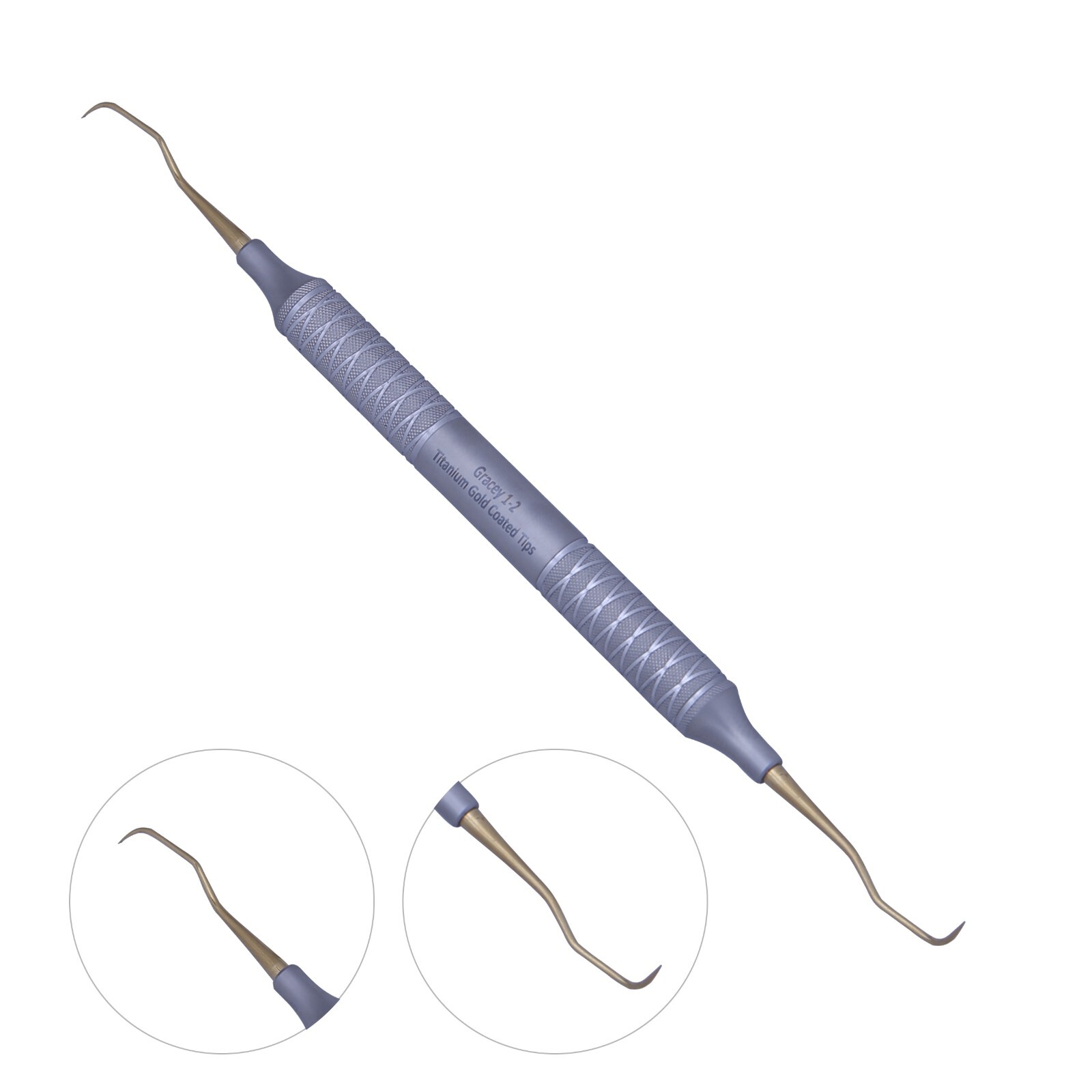 Gracey Dental Curette 1-2, Titanium Gold Coated Tips, Hollow Grip NL-7510