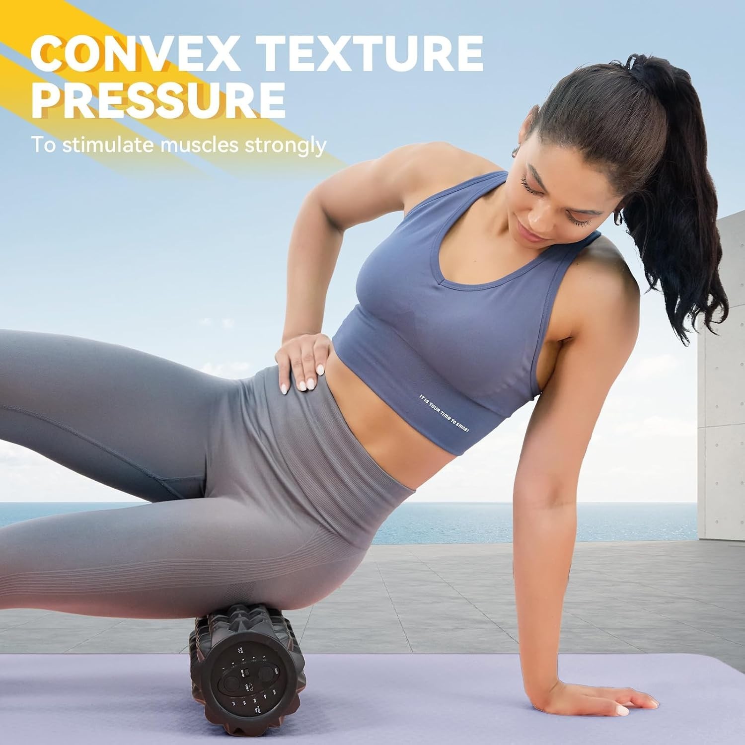 Vibrating Foam Roller 13In Rechargeable Massage Tool Deep Tissue Therapy