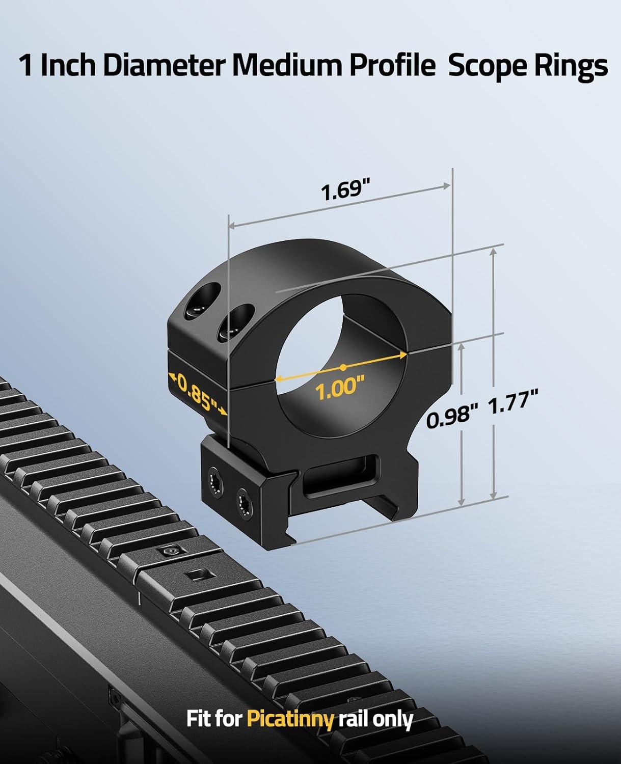 CVLIFE Precision 1 Inch Scope Rings Mount - 2 Pieces Medium, Matte Black