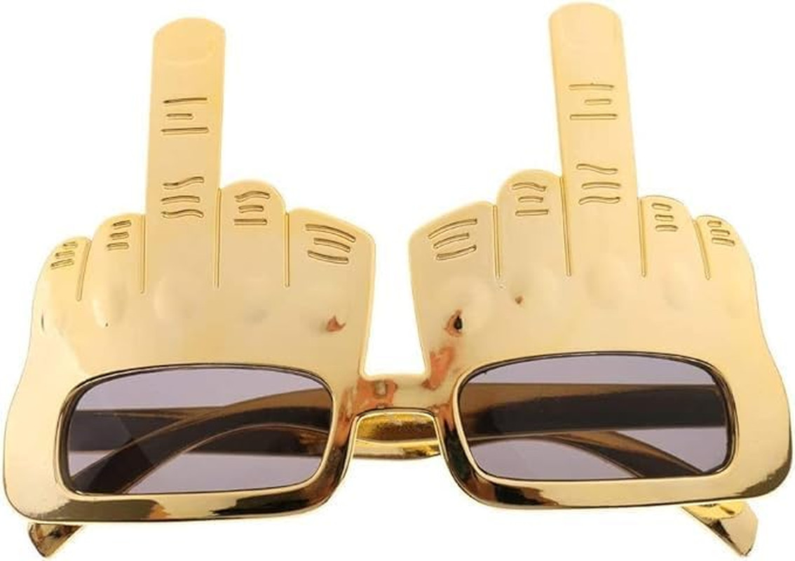Creative Tricky Middle Finger Sunglasses- Novelty Golden Middle Finger Flip Off