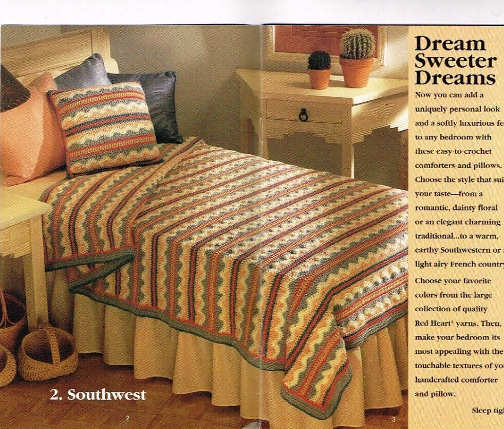 Captivating Comforters Afghan Pattern Booklet Red Heart 4 Patterns 1992 Vintage