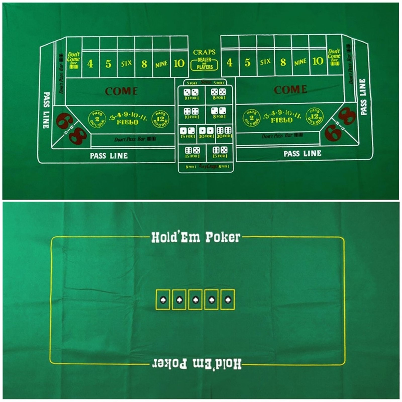 Red Rock Casino Dice Red Polished + Las Vegas Cards + Craps Poker 2-Sided Layout