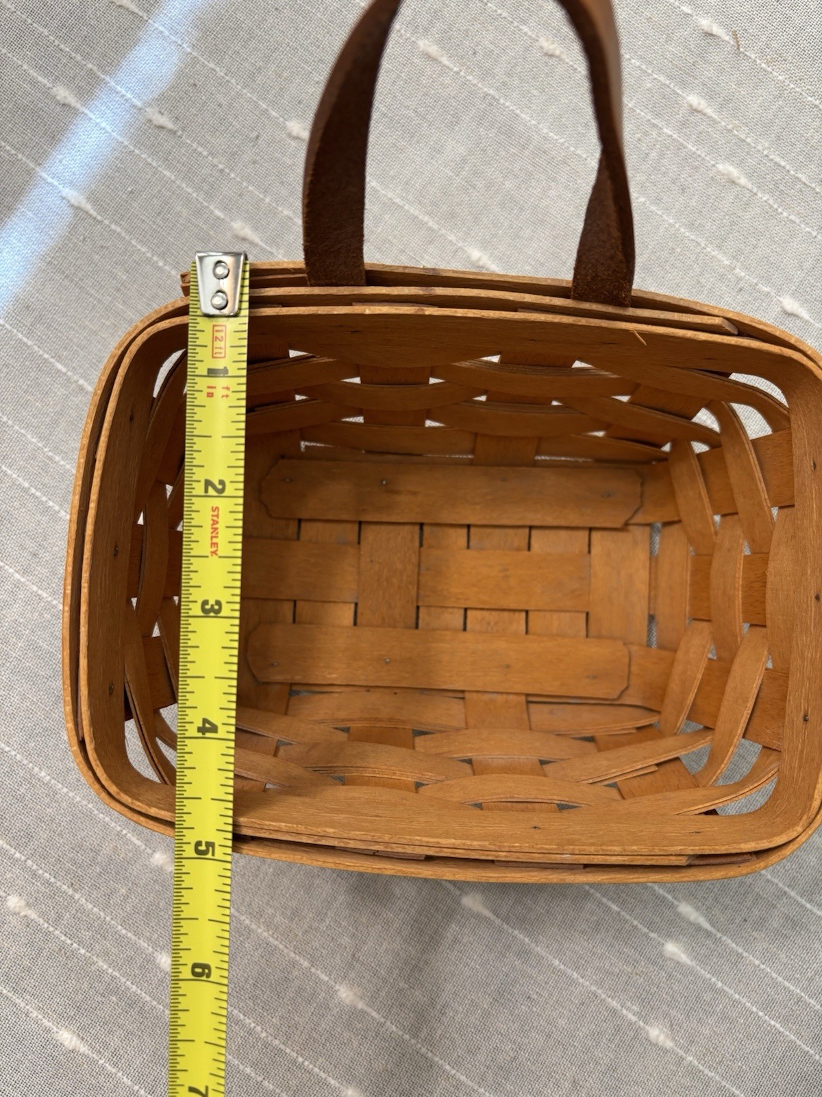 Vintage 1998 Longaberger Hanging Mail Basket Leather Strap 7”x 5” Cottagecore
