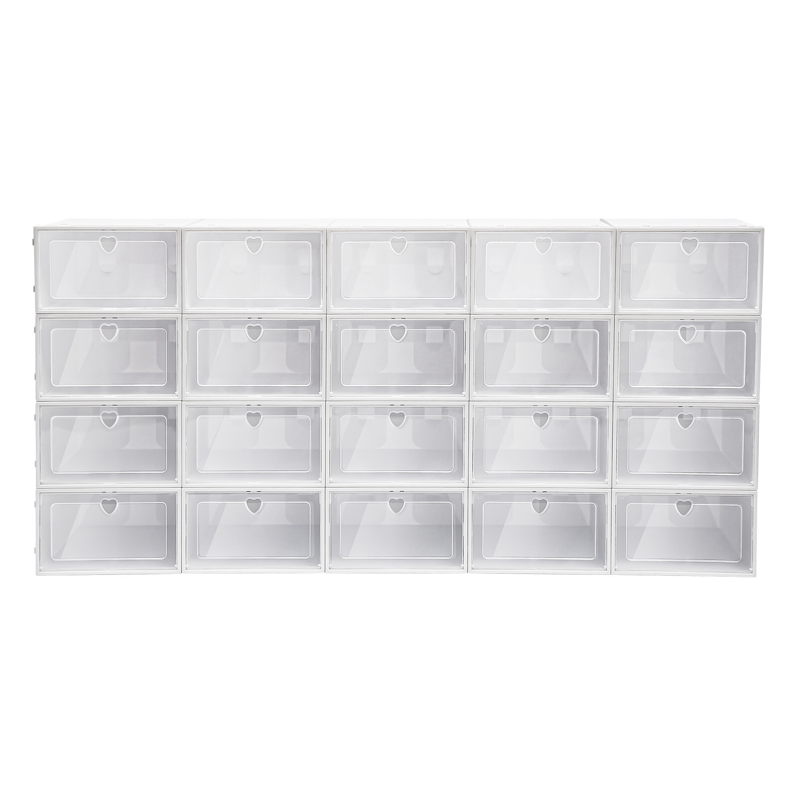20 Pack Shoe Boxes Plastic Shoe Organizer for Closet Stackable Shoe Containers