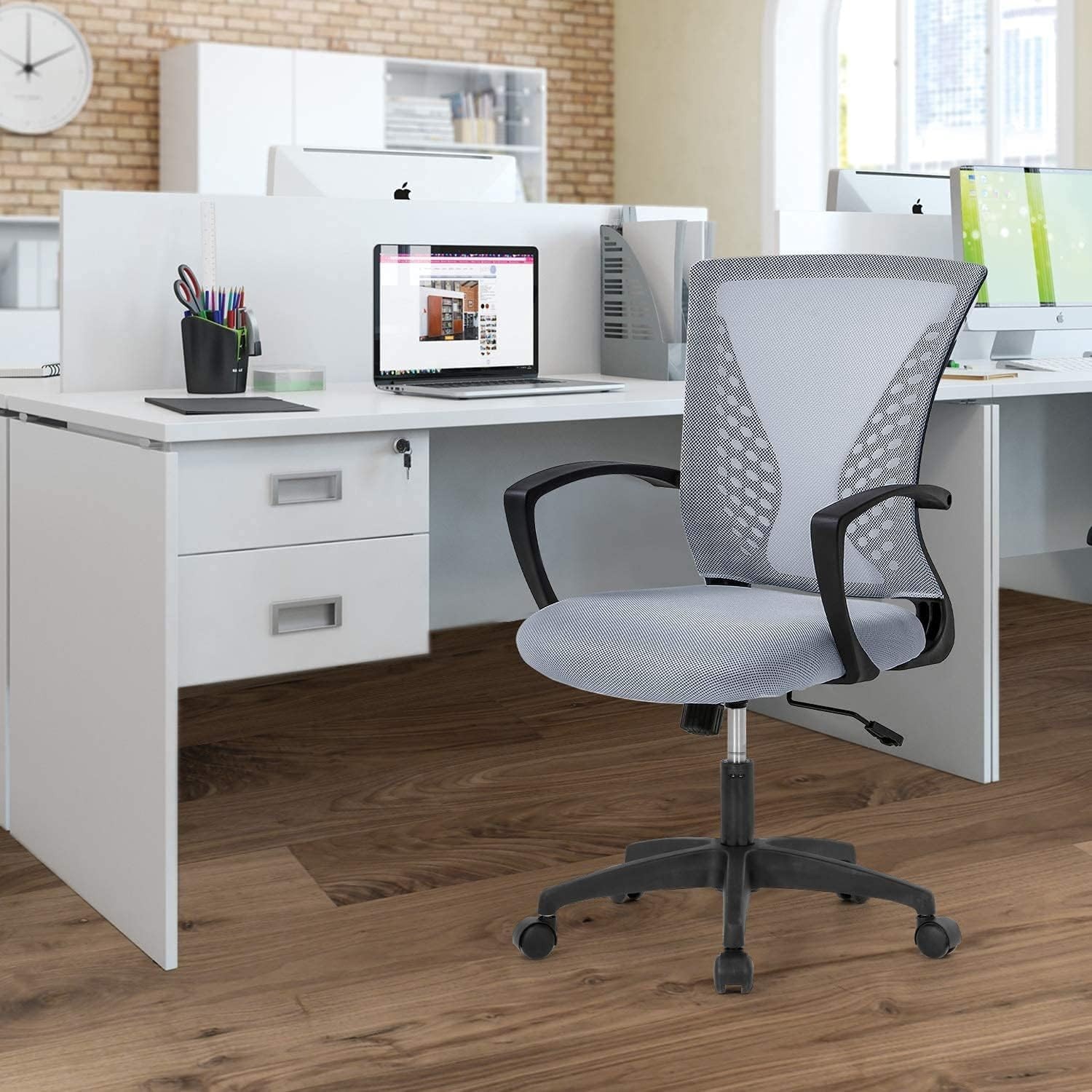 Adjustable Mid Back Mesh Chair with Armrests for Optimal Comfort at Work