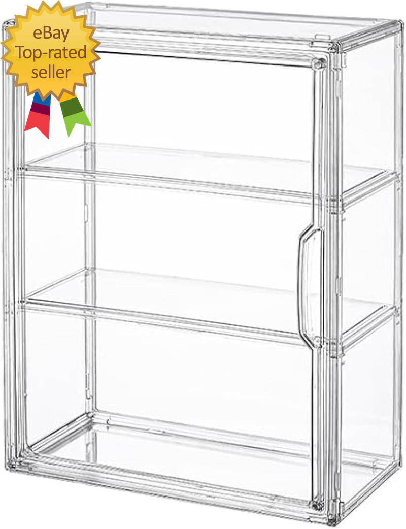 3 Tiers Clear Display Case for Figures Acrylic Storage Organizers Box with