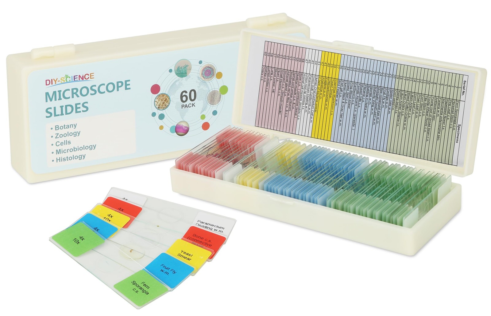 Microscope Slides with Specimens for , 60 Lab-Prepared Microscope Slides, Ani...