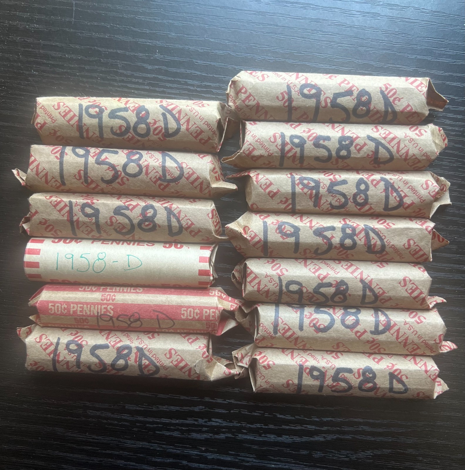 1 FULL ROLL OF 1958 D LINCOLN WHEAT CENTS PENNIES