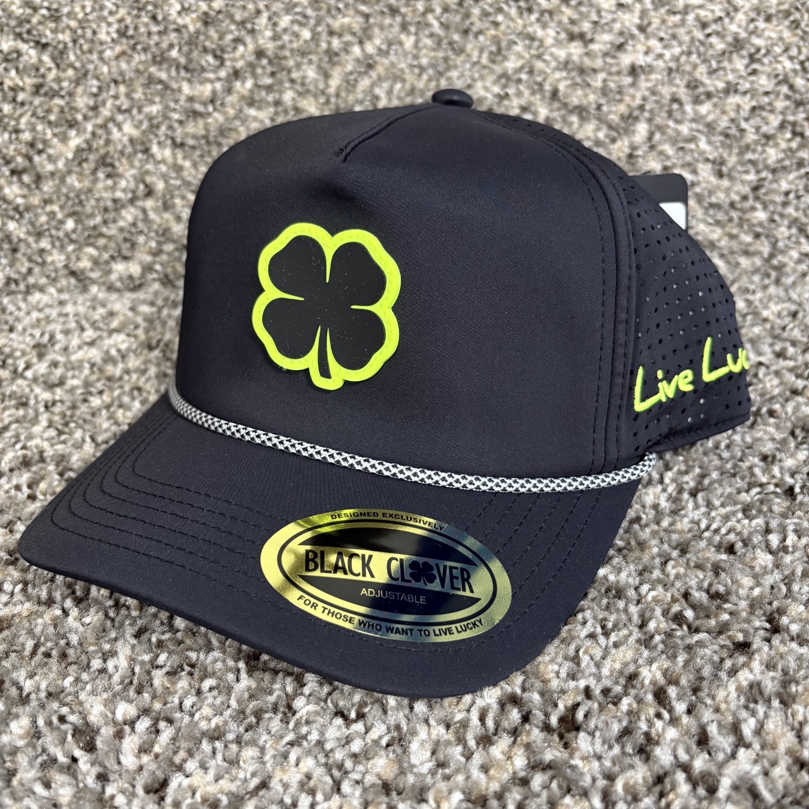 NEW Black Clover Live Lucky Neon Nights Rope Black Adjustable Snapback Golf Hat