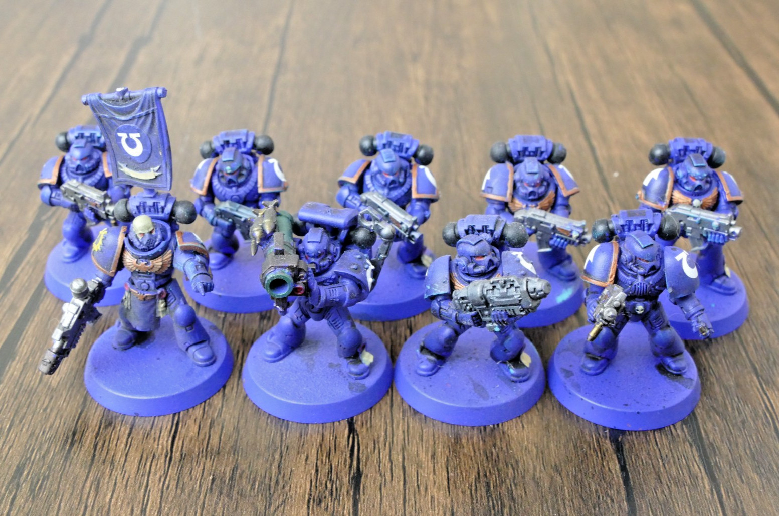 Warhammer 40k Space Marines Ultramarines Tactical Squad x9 Assembled Painted
